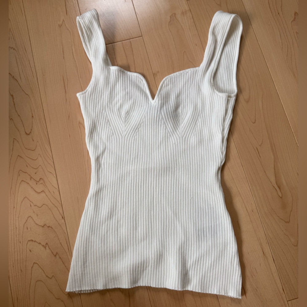 H&M Cream Ribbed Knit Top,XS